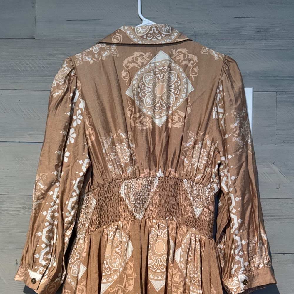 C. Luce Tan Printed Long Sleeve Midi Dress - Picture 11 of 12